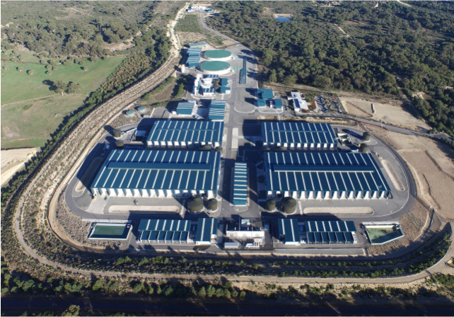 Aerial view of a large industrial facility
