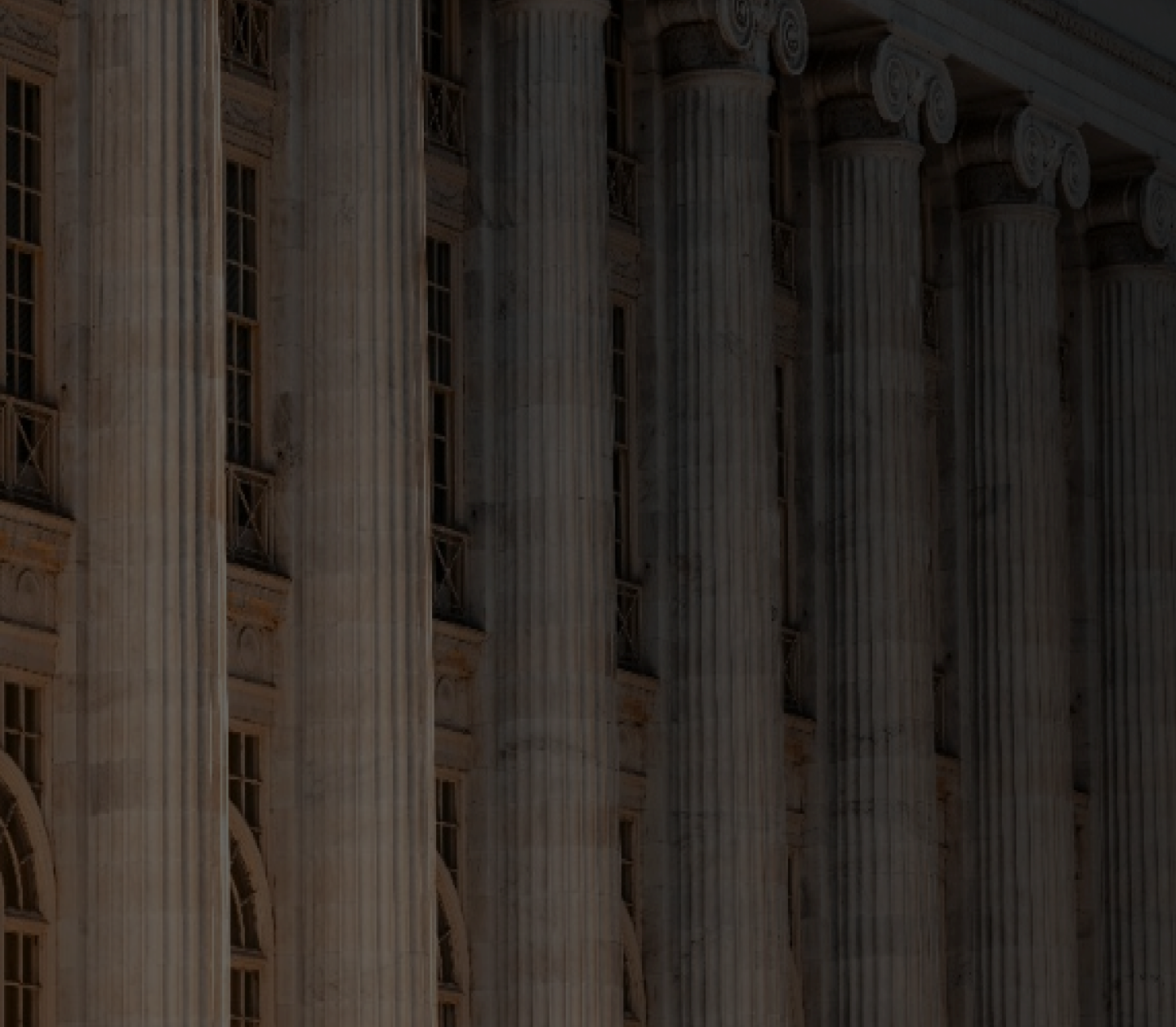 Close-up view of a classical building with tall columns